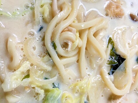 油揚げとキャベツの豆乳うどん